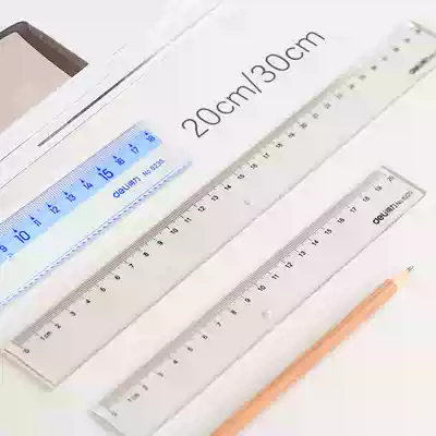 Del plastic ruler 18 20 30cm transparent ruler students use stationery Wave Ruler scale folding ruler soft ruler