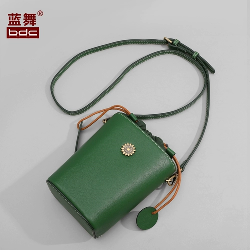 bdc/蓝舞 Летняя сумка через плечо, модная ретро небольшая сумка, из натуральной кожи, на шнурках