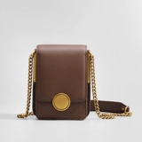 bdc/蓝舞 Сумка для телефона, ретро кожаная цепь, небольшая сумка, из натуральной кожи, изысканный стиль