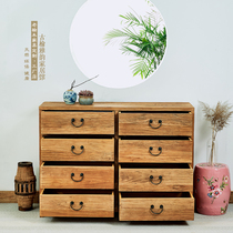 Old Elm solid wood chest chest storage storage modern side cabinet home pastoral old door board five bucket side cabinet