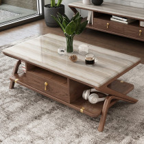 Munidan Nordic marble coffee table TV cabinet combination new Chinese living room solid wood coffee table copper wood furniture