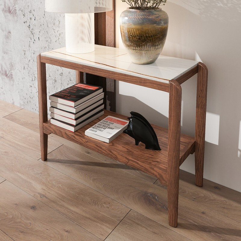 Sofa Side Cabinet Small Tea Table Mini Nordic White Wax Wood Creative Corner A Few Modern Minimalist Rock Board Shelf Side Tables