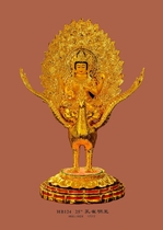 Haixin Buddha stately Buddha statue Taiwan pure copper hand-affixed gold thousand hands Guanyin Bodhisattva Peacock Ming King