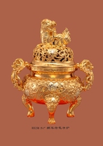 Haixin Buddha Bronze alloy plate incense burner Dragon-shaped incense burner Lion ear Lotus net furnace Net furnace Triangular furnace