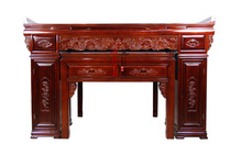Haixin Buddha south Elm Chinese lotus relief Mahogany color table God table Eight immortals table