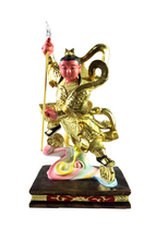 Haixin Buddha stately Buddha statue coreless camphor handmade wood carving gilt sand gold Nezha the third prince