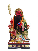 Haixin buddha stately Buddha statue Pure camphor wood carving Fuzhou gold paint line carving Guan Diye Guan Gong Buddha Statue 16 inches