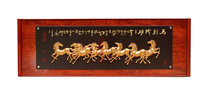Company store opening opening plaque Solid wood carving gift plaque Decorative calligraphy and painting Eight horse plaque
