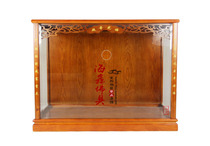 Haixin Buddha solid wood wood color tempered glass niches Buddha Light hanging niches hanging cabinet 81 cm wide