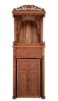 Haixin Taiwan high-grade Shenlou Shrine fragrant pear old paint wood color cylindrical carved Buddha cabinet 68 wide
