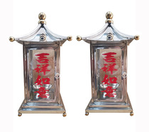 Haixin Buddha temple utensils Outdoor stainless steel glass candlestick oil lamp House-style ghee oil lamp