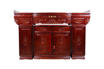 Duck foot camphor Chinese style Jinyu Mantang Lotus relief Mahogany color table God table Eight Immortals table 155 175 195