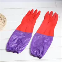 Длинные утепленные сиреневые перчатки