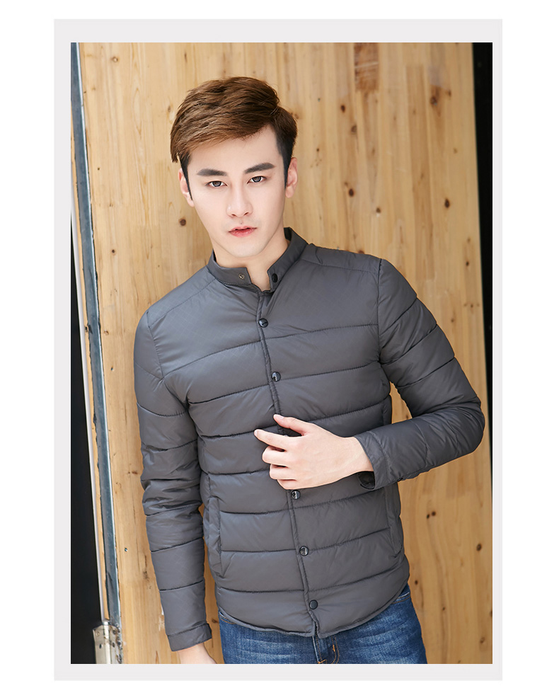 Áo sơ mi nam mùa đông cotton pad lót dài tay áo cổ áo ngắn áo khoác cotton mỏng áo khoác trung niên áo ấm - Bông áo khoác bò nam
