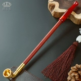 Медная длинная агатовая курительная трубка для пожилых людей ручной работы из сандалового дерева, мужской мундштук