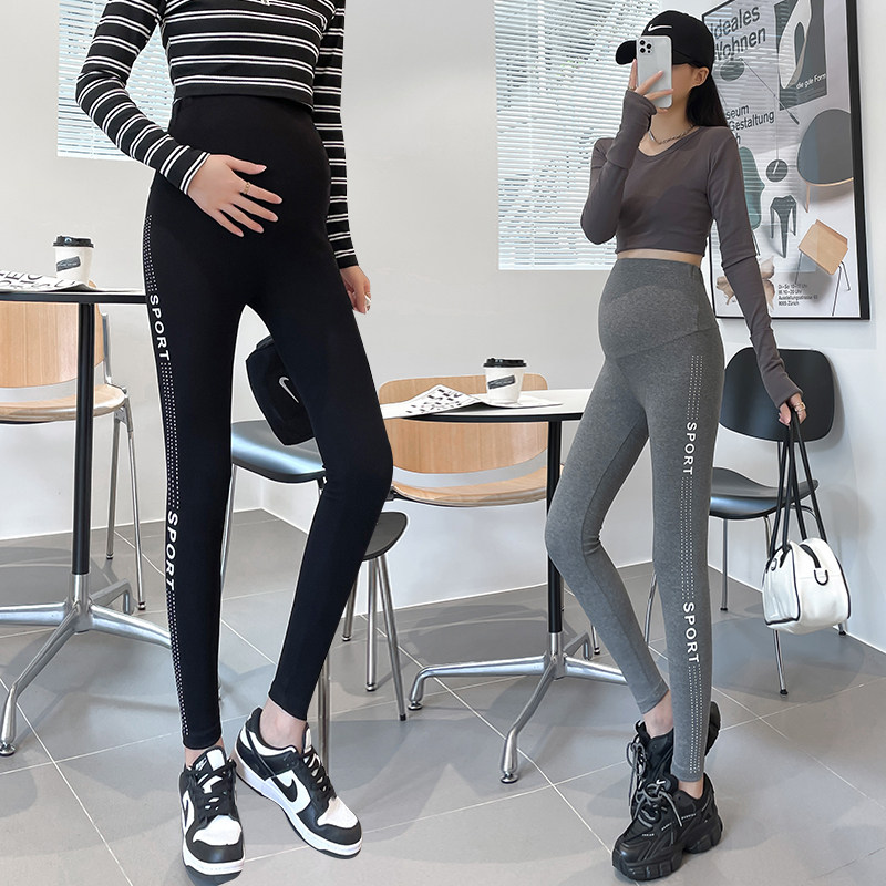 Pregnant women's pants net red autumn pure cotton bottle pregnant women's pants outside wearing high waist belly fashion small feet pants autumn