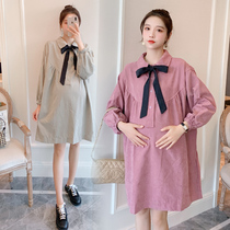 Pregnant women autumn fashion set Net red 2021 new maternity dress long sleeve shirt skirt belly pants two-piece