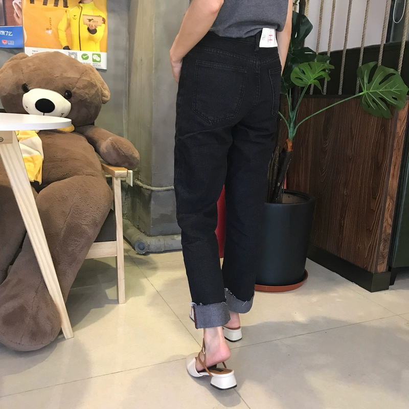 Quần ống suông nữ 9 quần K 29 sinh viên eo cao lỏng lẻo retro uốn cong quần jeans mùa hè mỏng phần chân quần rộng thiết kế thời trang nữ