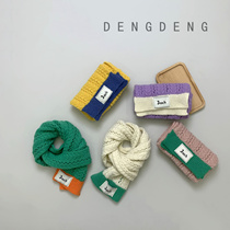 Korean version letter label childrens scarf for infants and toddlers in autumn and winter warm and thickened windproof neck scarf for boys and girls