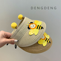 Baby straw hat empty top sunscreen hat child cool hat toddler sun hat cute out for beach hat children shell hat