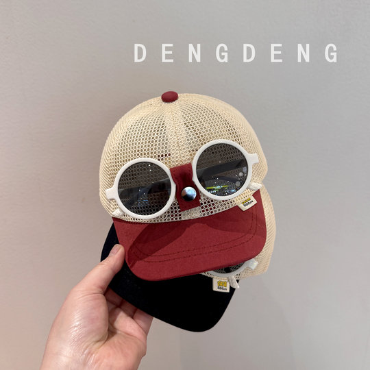 Детская летняя тонкая дышащая сетчатая кепка с защитой от солнца, бейсболка с солнцезащитными очками для мальчиков и девочек, дорожная бейсболка