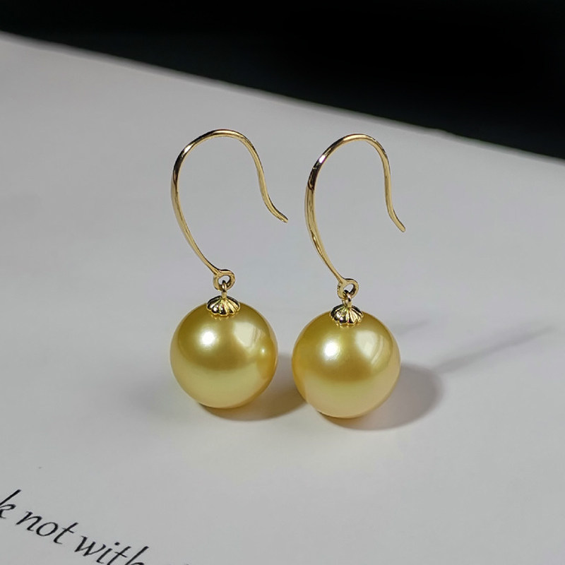Nanyang Gold Pearl Ear Hook Earrings Import Natural Seawater Pearl Earrings Quality 18k Gold Color Philippine Ear Pin