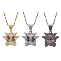 hiphop Ghost Hip Hop Necklace European and American Tide Brand Street Inlaid Zircon Gold Electroplating Boutique Jewelry