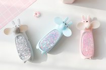 Pop night light quicksand USB small fan mini charging student dormitory bed mute portable handheld fan
