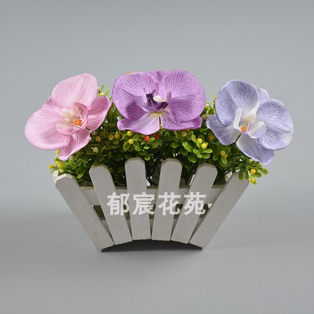 Patterned Phalaenopsis flower brushed cloth ອຸປະກອນການຕົບແຕ່ງເຮືອນ simulated ຕາຕະລາງກາເຟດອກໄມ້ສະແດງຜ້າໄຫມດອກໄມ້ wedding ການຈັດດອກໄມ້