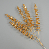 Plastic simulation spends 5 fork Yughali gold money leaf garden garden making shopping mall placed wedding scene arrangement