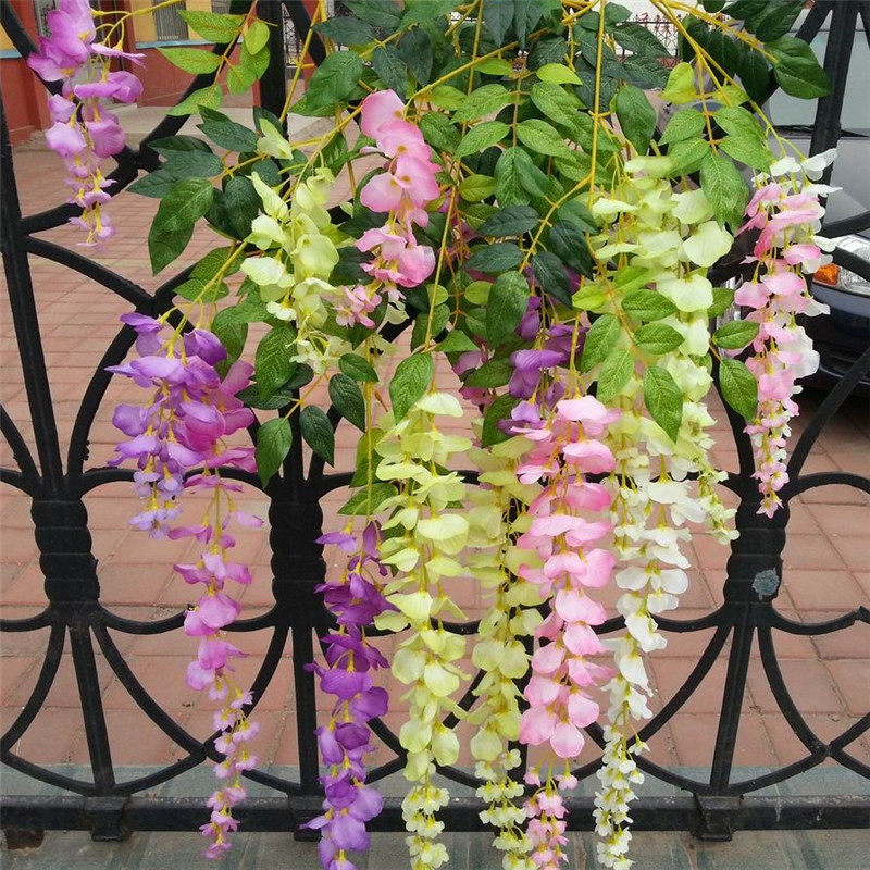 Emulated long version of purple vines Flower Bean Flower Hanging Bean Petal Flower Living-room Decoration Wedding-Flowers Vine fake flower wedding decoration