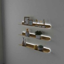 Brief Nordic Luminous Wall Shelf Bookshelf Wall-mounted Iron Art Wall Division Living-room Lined Plywood Show Shelf