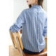 Long-sleeved striped shirt women's spring and autumn new design sense niche rear slit button fashion foreign style exquisite women's shirt