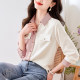 Design sense simple shirt women's spring and autumn new Korean style fashion temperament contrast color stitching satin texture long-sleeved shirt