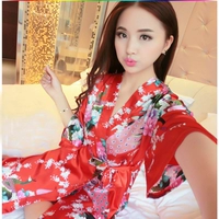 Áo choàng công chúa mùa hè áo ngủ dài kimono dài tay áo ngủ nữ mùa hè lụa lụa đồ ngủ lụa đồ ngủ sexy mới nhất 2021