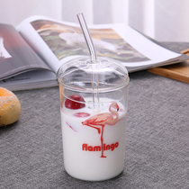 Straw Glass Water Glass Flawless Pattern Little Freshens Nets Red Teenage Girl Hearts Juice Cups Korean Schoolgirls