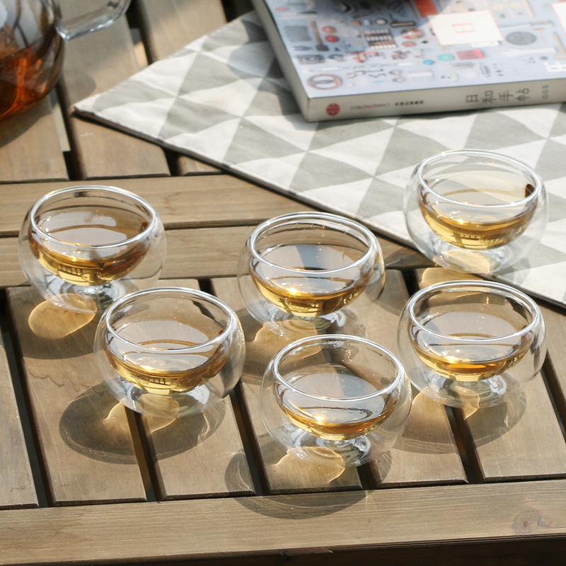 High borosilicate heat-resistant glass teacup Double-layer cup Tea cup Kung Fu Tea Road Coffee Cup 50ml