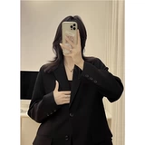 Черный осенний короткий пиджак классического кроя для отдыха, 2024 года, подходит для подростков