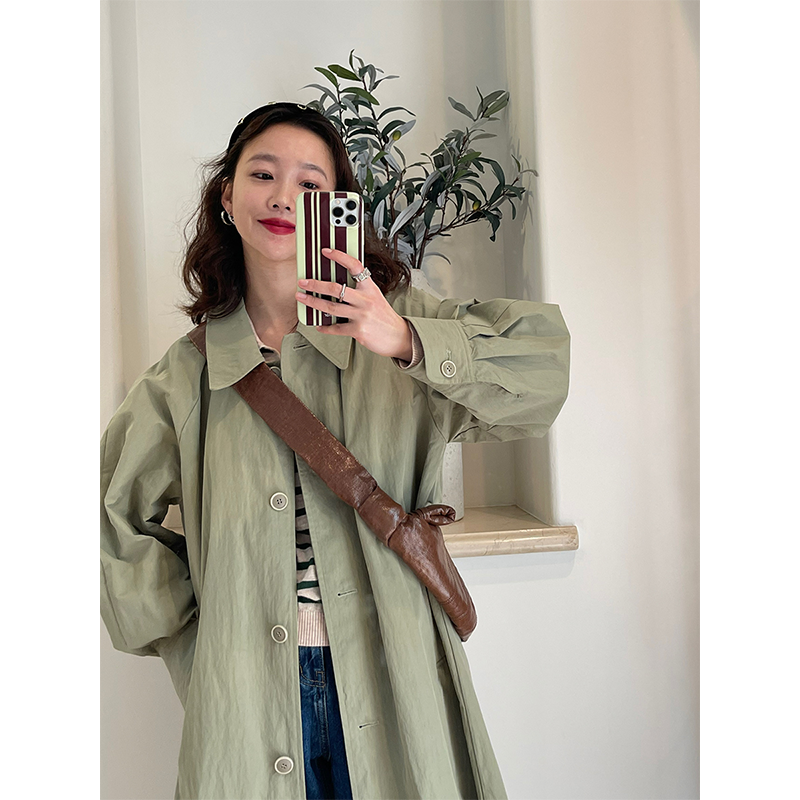Windcoat Jacket Woman 2022 Spring Autumn Season New big coat in the long version Small chic Korean wind design high level