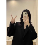 Черный осенний короткий пиджак классического кроя для отдыха, 2024 года, подходит для подростков