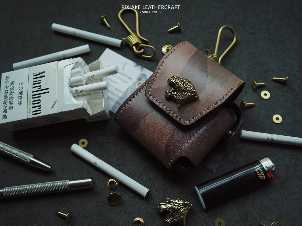 edc cigarette case Portable Cigarette Case Pouch Lighter Holder Waist Bag Pure Handmade  Cowhide Custom Engraving Gift Custom Color pixiakepxk | Other