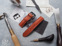 Pi Xia Ke PXK-Purely hand-made customized cowhide watch strap Italian tumbled orange-brown vegetable tanned leather customized lettering