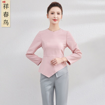 Beauty salon overalls women autumn and winter new high-end health center Spa foot bath technician temperament long sleeve overalls suit