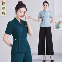 High-end beautician work clothes female 2021 summer new health club massage foot bath technician beauty salon clothes