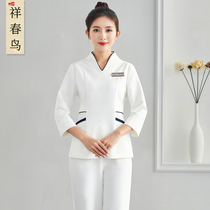Beauty salon overalls womens autumn new foot-fitting technicians health-care gym beautician skin Management medical clothing
