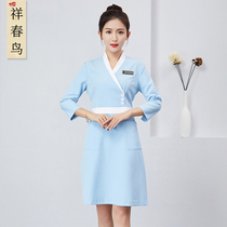 High-end beautician work clothes female 2021 new spring and summer waiter long sleeve nurse nail art embroidery workers clothes