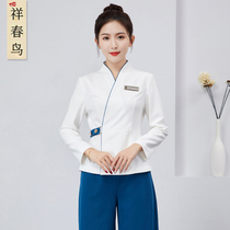 Beautician work clothes female 2021 Autumn New pedicure technician hotel cleaning work clothes long sleeve skin Management