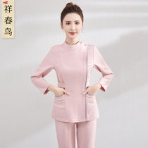 Beauty salon work clothes women autumn and winter New long sleeve nurse uniform high end waiter Spa foot bath technician set