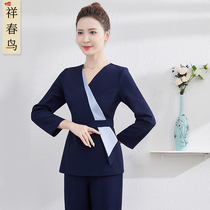 High-end beauty salon technician work clothes autumn womens long sleeve health Hall Hotel foot bath spa dressing temperament set