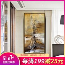 Pure hand-painted Zhao Wuchi abstract oil painting hotel lobby aisle European-style entrance staircase vertical large decorative painting